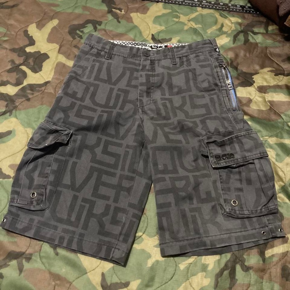 Quiksilver all over print cargo shorts vintage y2k cotton poly men's‎ 28